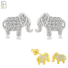 925-ES196 - .925 Sterling Silver Elephant Design Earring Stud with Clear Zircon image 0