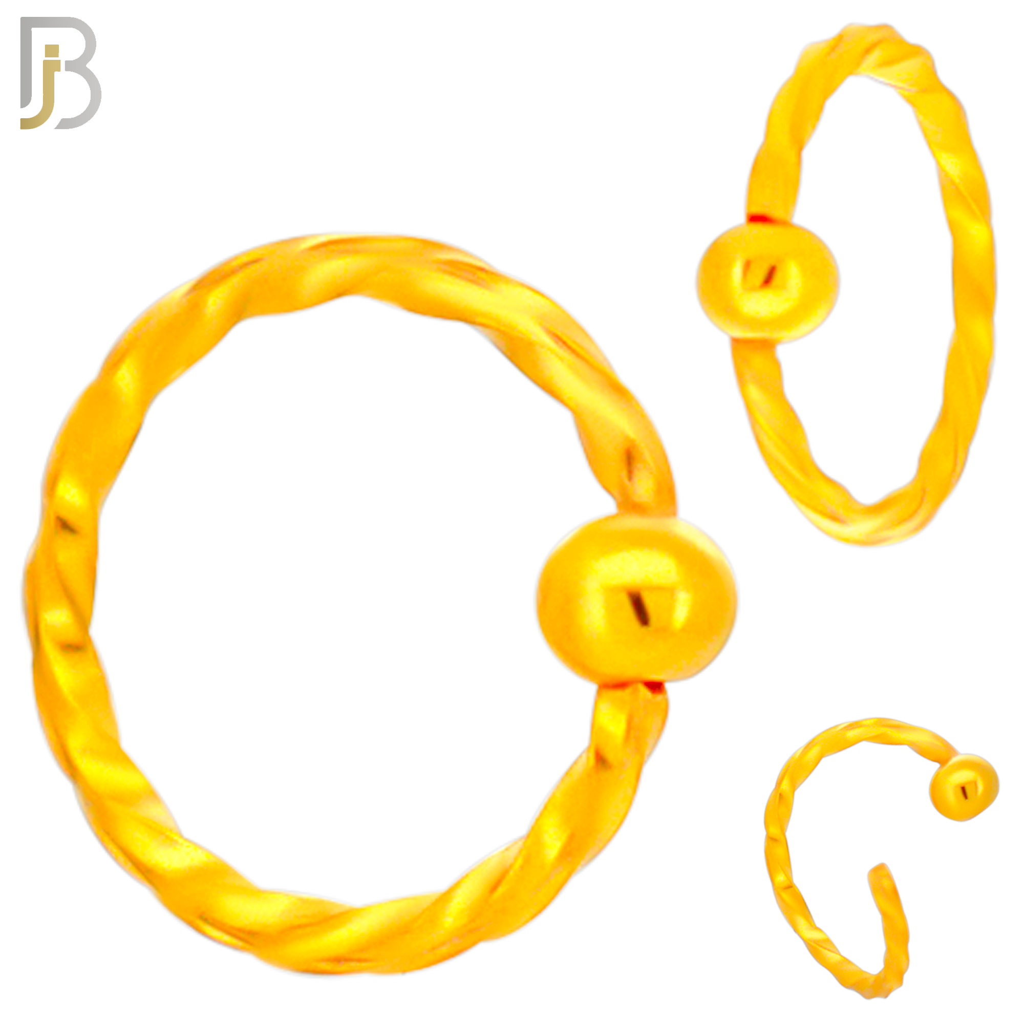 PK-CT11 - 316L Surgical Steel Twisted Hoops Seamless Pack of 30 and Fixed Beads 2mm Pack of 30 image 2