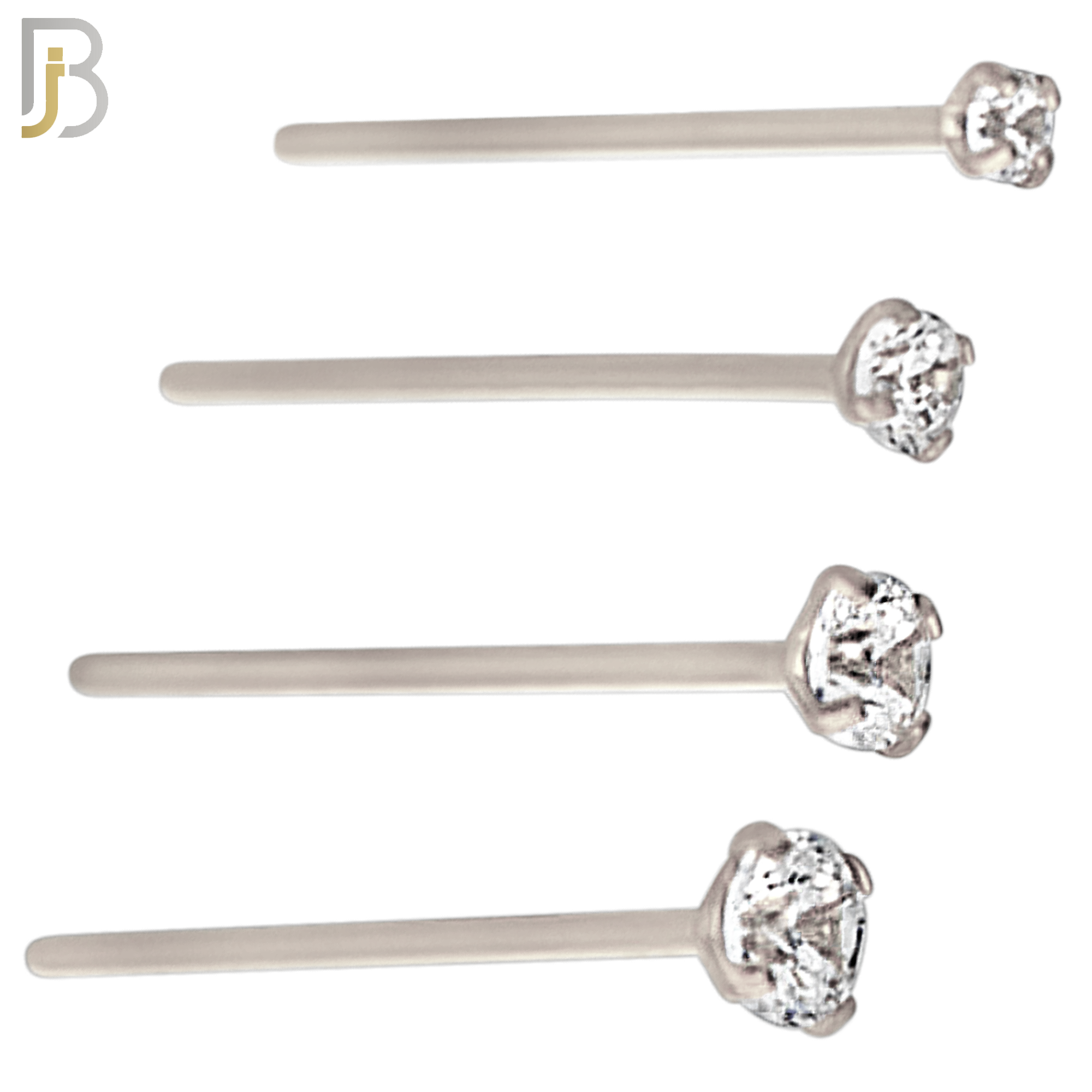 NR02S - 316L Surgical Steel Nose Stud  Prong Set Zircon Round Nose Ring image 0