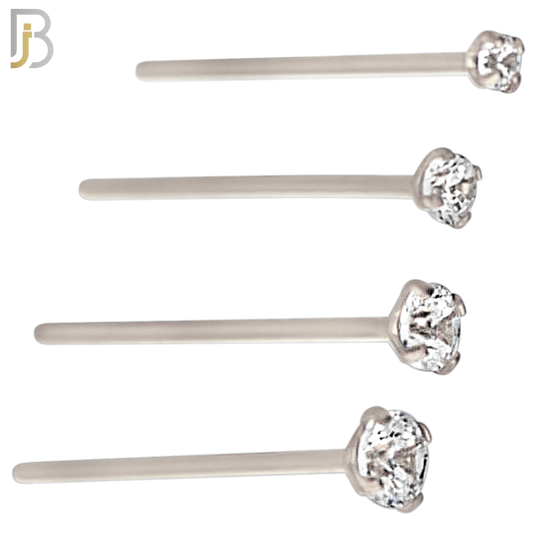 NR02S - 316L Surgical Steel Nose Stud  Prong Set Zircon Round Nose Ring image 0