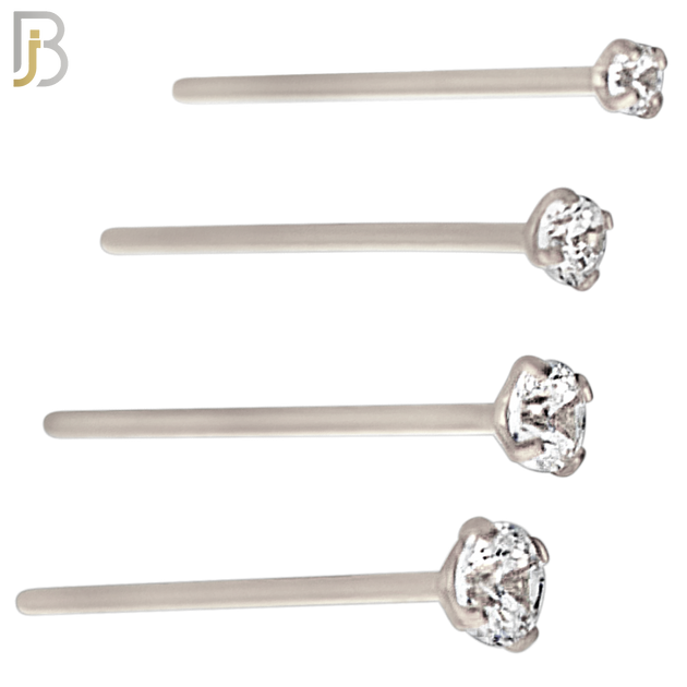 NR02S - 316L Surgical Steel Nose Stud  Prong Set Zircon Round Nose Ring image 0