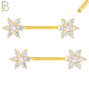 NP52 - 316L Surgical Steel Flower Design with Multi Zircon Nipple Rings Pair image 2