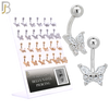 PK-NBMX3SG- 316L Surgical Steel All Butterfly Design Banana Belly Rings - Pack of 24 Pieces image 0