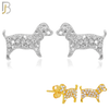 925-ES159 - .925 Sterling Silver Dog with Zircon Design Earring Stud image 0