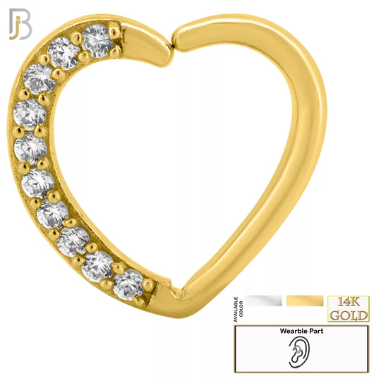 14-TH12 - 14k Yellow Gold Heart with Prong Set Cubic Zirconia Row Helix Hoop image 0
