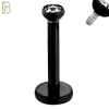 LB07K - 316L Surgical Steel Black Plated Bar Press Fit Zircon Bezel Monroe Labret Screw Internally Threaded  Flat Back (PACK OF 6) image 2
