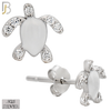 925-ES474 - 925 Sterling Silver Enamel Coated Turtle Push Back Stud Earring image 1