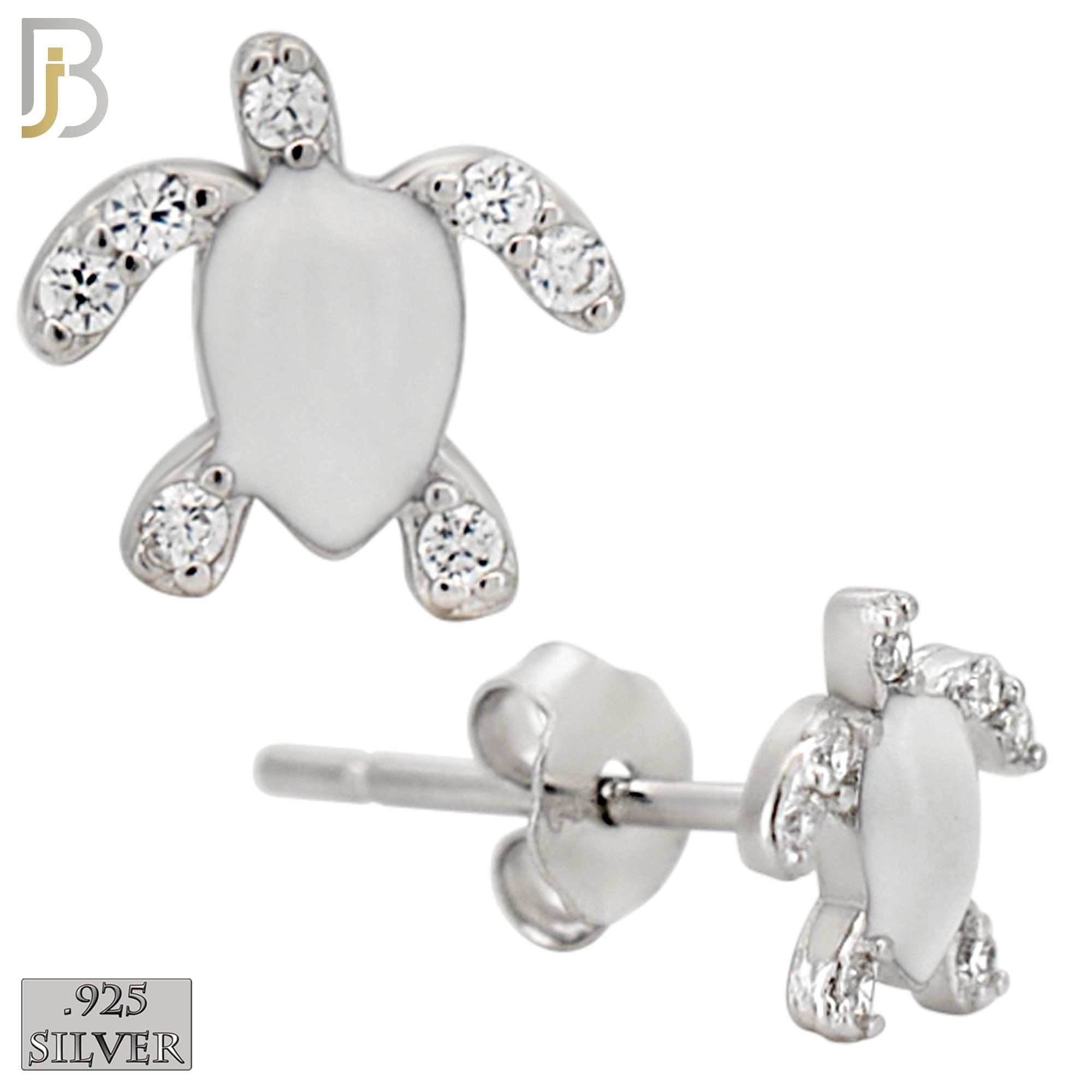 925-ES474 - 925 Sterling Silver Enamel Coated Turtle Push Back Stud Earring image 1