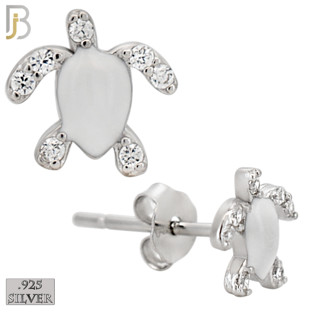 925-ES474 - 925 Sterling Silver Enamel Coated Turtle Push Back Stud Earring image 1