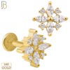 14-LB25 - 14k Yellow Gold Snowflake with Multi Zircon Labret image 0