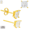 925-ES72-GC - .925 Sterling Silver Gold Plated Earring Stud Casting Square Princess Cut Prong Setting Clear Zircon image 4