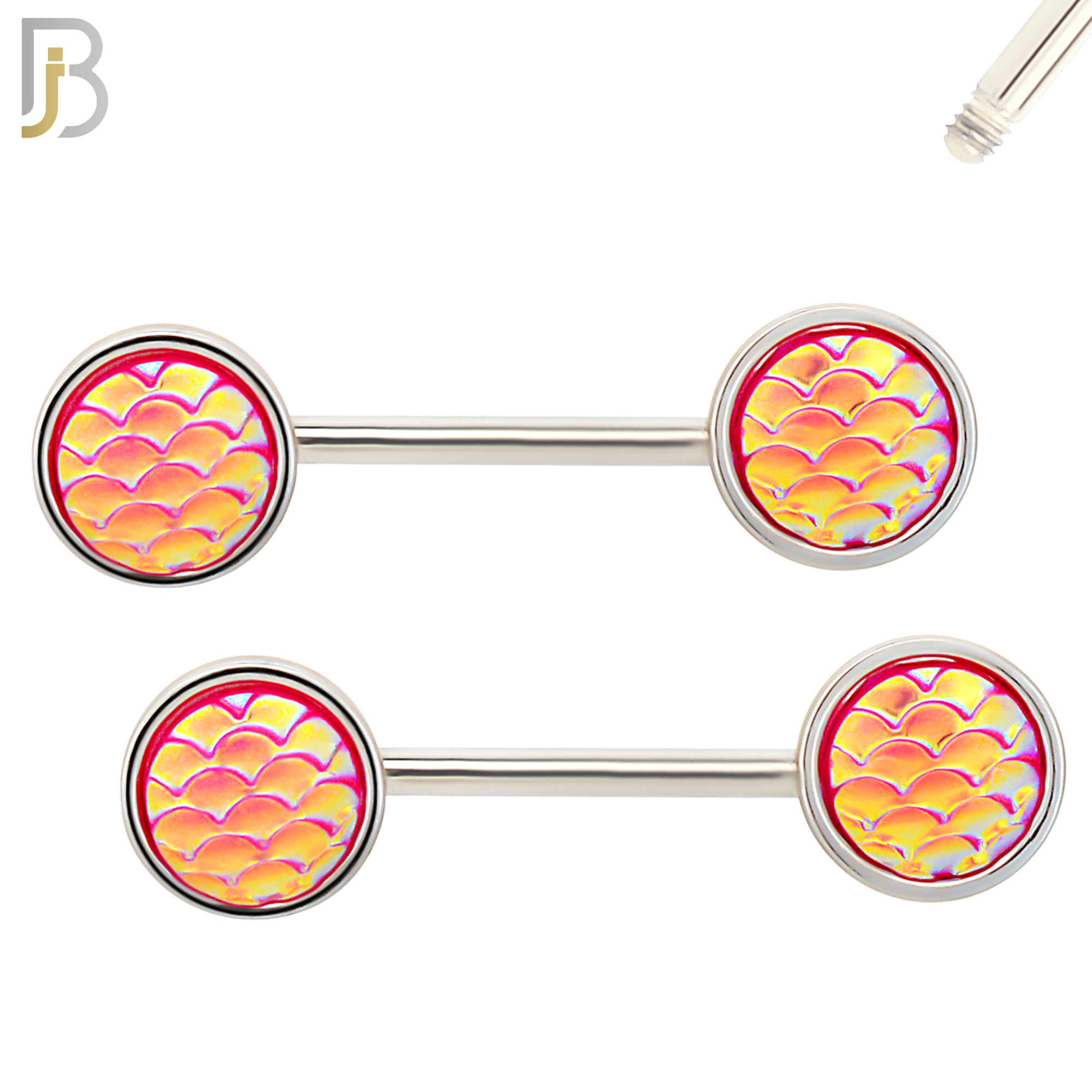 NP73 - 316L Surgical Steel Fish Scale Nipple Ring image 1