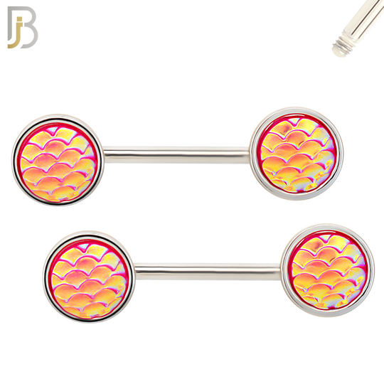 NP73 - 316L Surgical Steel Fish Scale Nipple Ring image 1