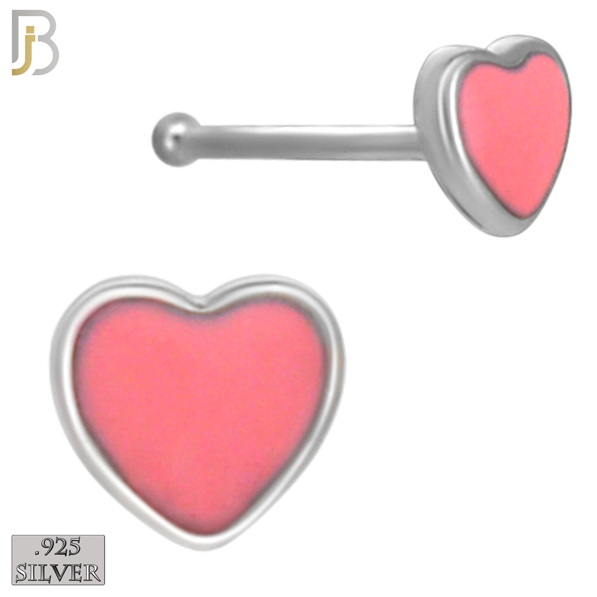 925-NR121B- 925 Silver Nose Bone Heart Shape with Enamel - Pack of 6 image 3