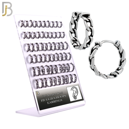 PK-ES130 - Stainless Steel Vintage Tribal Chain Huggies Hoops Earrings-Pack of 30 Pairs image 0