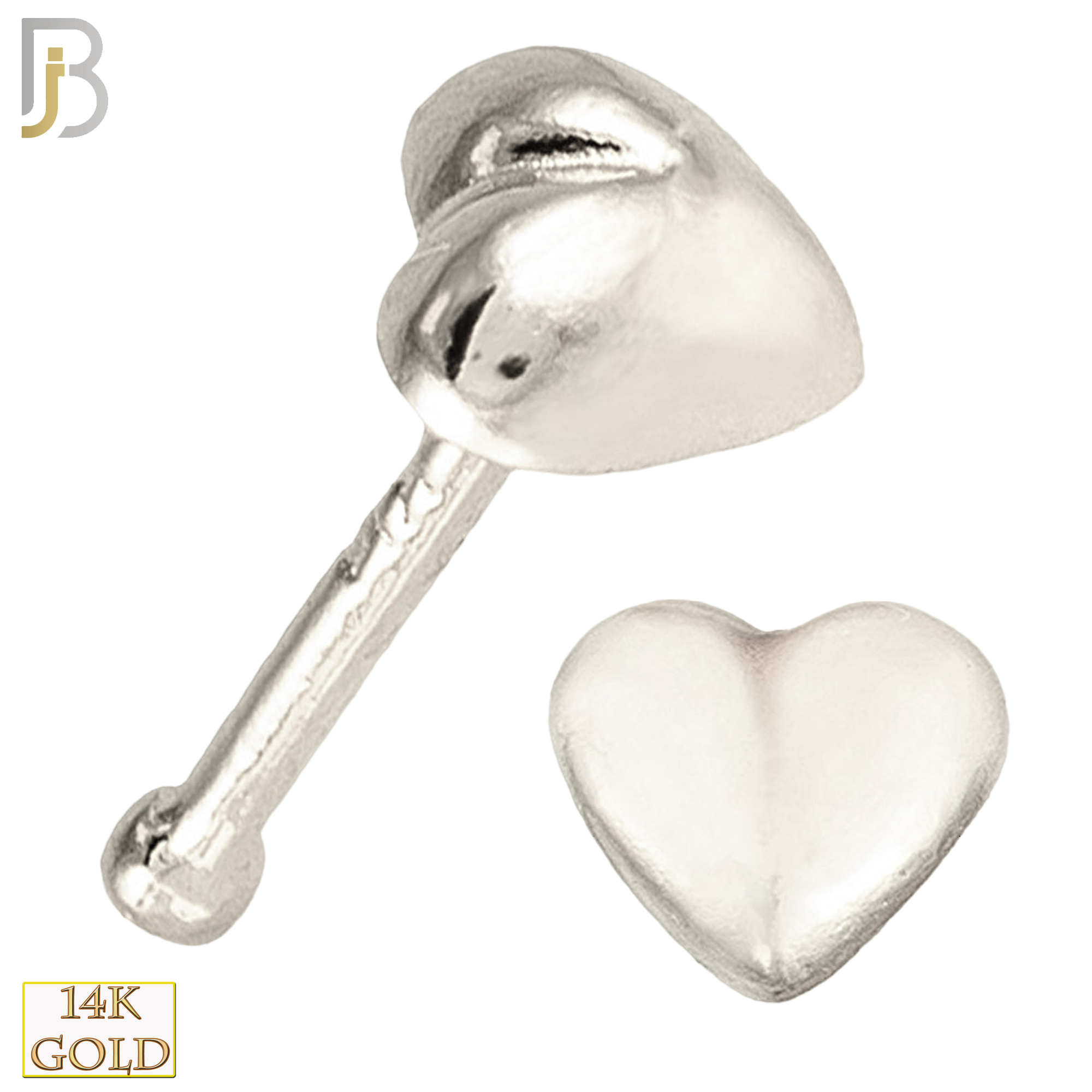 14-NR12 - 14k Solid Gold Curved Heart Nose Bone image 1