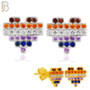 925-ES228S – 925 Sterling Silver Pixelated Heart Design Earring Stud with Multi Colored Zircon image 0