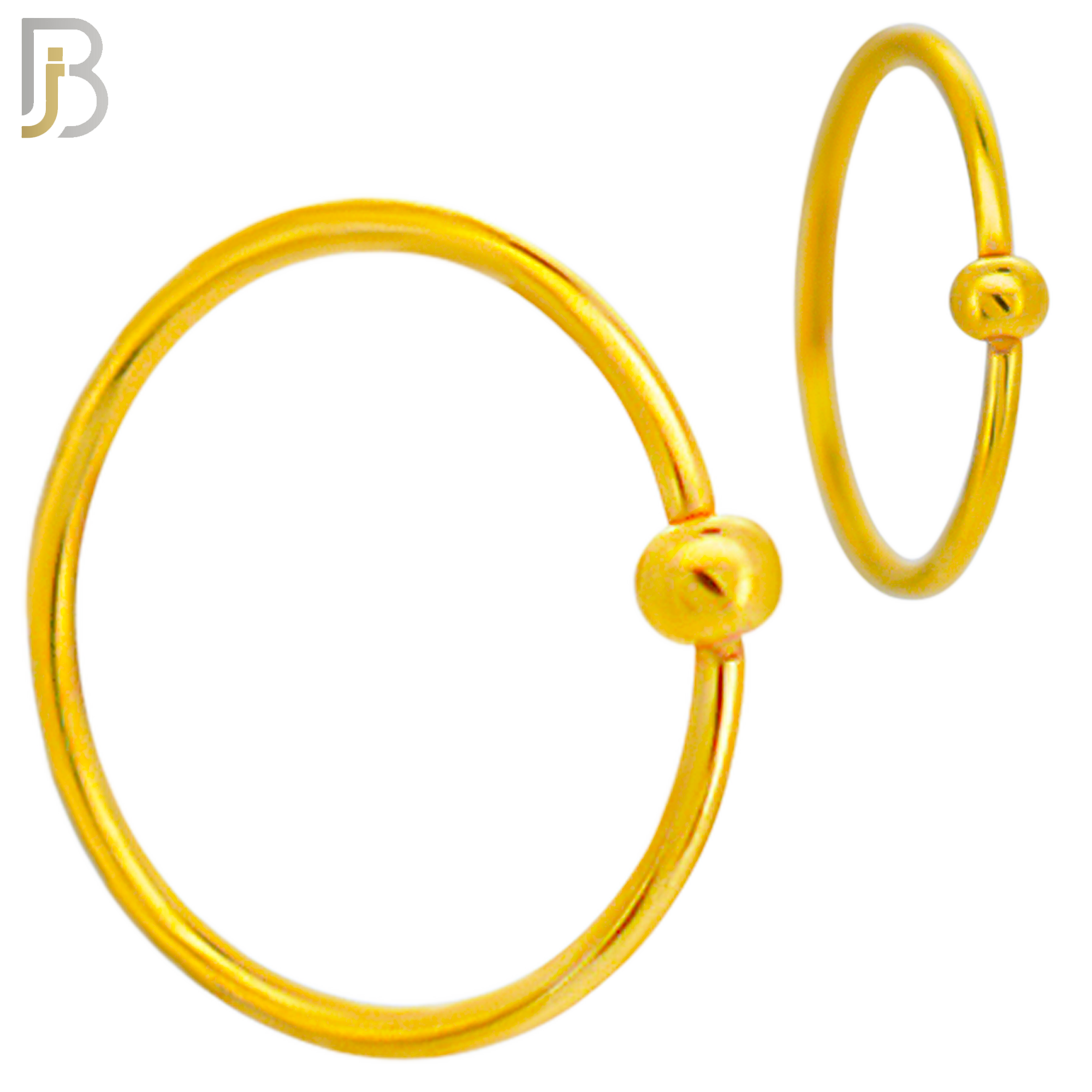 CT03G  - 20g Thickness Gold Plated 316L Surgical Steel Hoops Piercing Fixed Bead Twist to Open image 1
