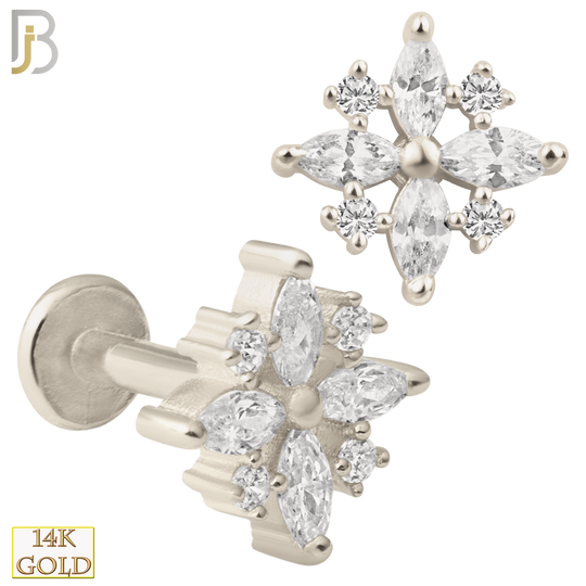 14-LB25 - 14k Yellow Gold Snowflake with Multi Zircon Labret image 1