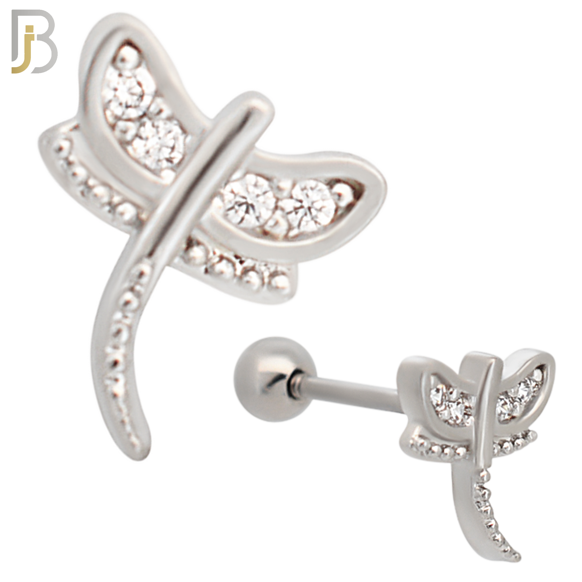 TB29 -316L Surgical Steel Dragonfly Tragus Barbell Cartilage Piercing Screw Ball (PACK OF 6) image
