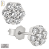 925-ES32 - .925 Sterling Silver 5mm Flower Prong Zircon Earring Stud image 1