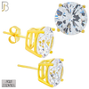 925-ES71-GC - .925 Sterling Silver Gold Plated Earring Stud Casting Round Prong Setting Clear Zircon image 10