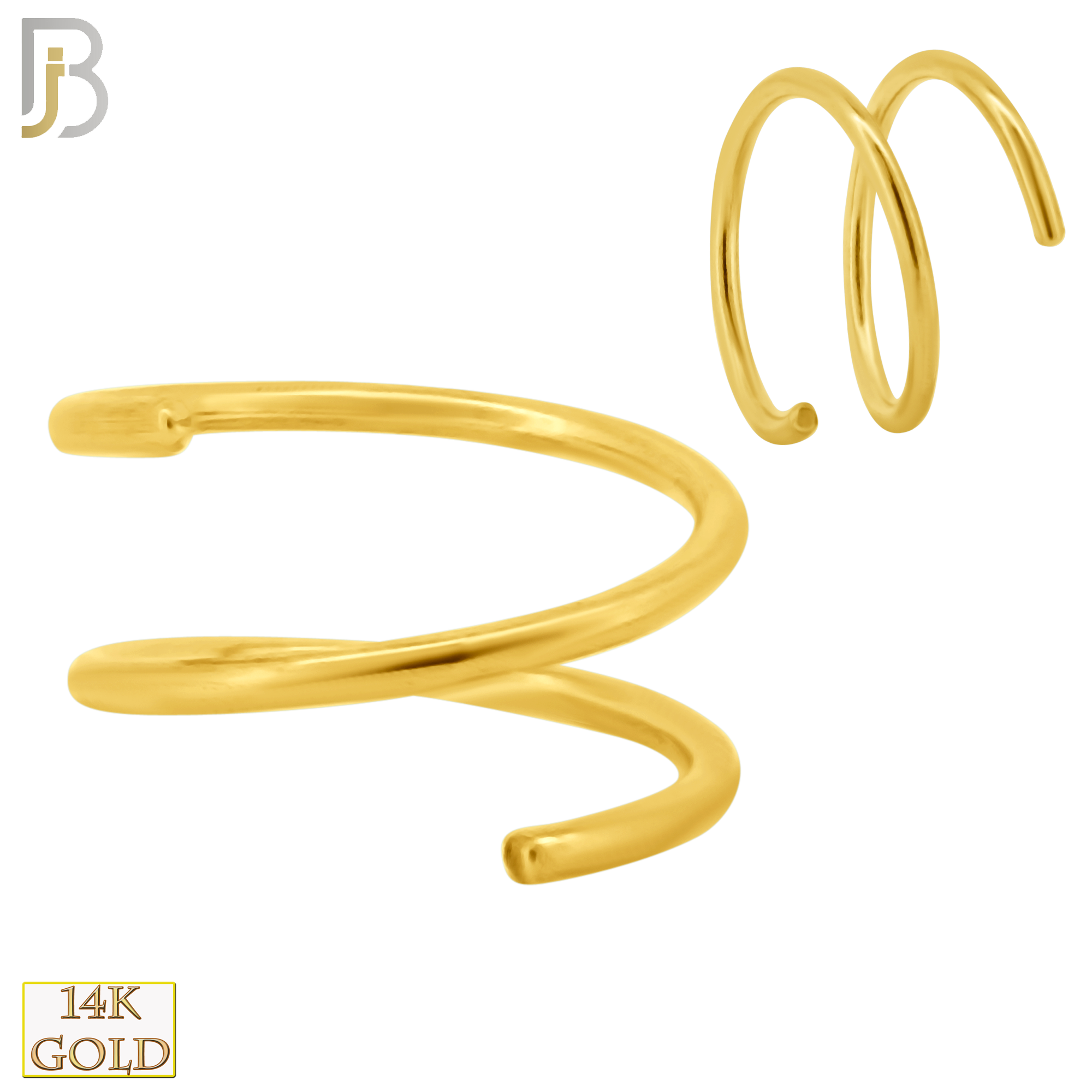 14-CT112 - 14K Solid Gold Single Piercing Plain Double Hoop Nose Ring image 0