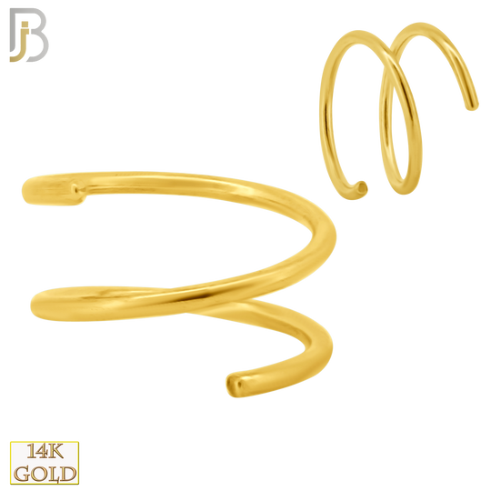 14-CT112 - 14K Solid Gold Single Piercing Plain Double Hoop Nose Ring image 0