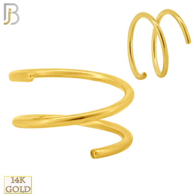 14-CT112 - 14K Solid Gold Single Piercing Plain Double Hoop Nose Ring image 0