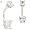 NB06S - 316L Stainless Steel Heart Prong Setting Zircon  Banana Belly Navel Ring (PACK OF 6) image 1