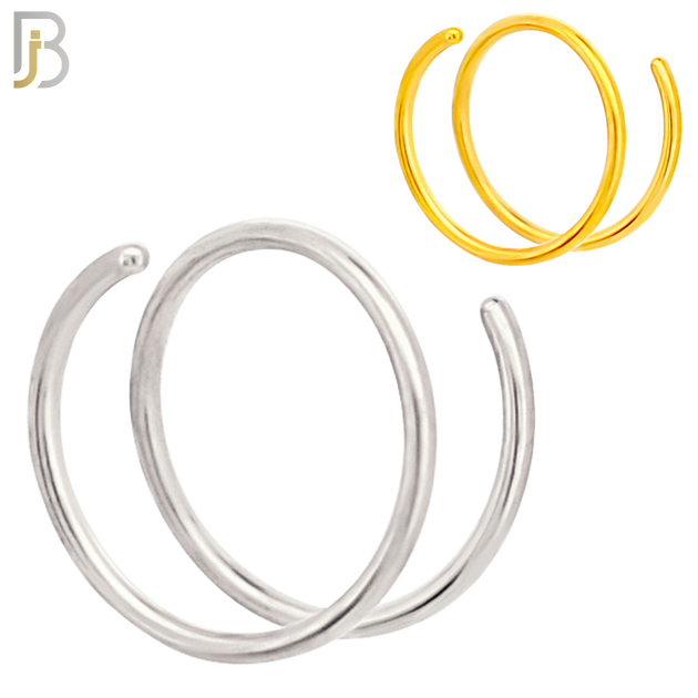 CT112 - 316 Surgical Steel Plain Coil Single Piercing Double Hoop image 0
