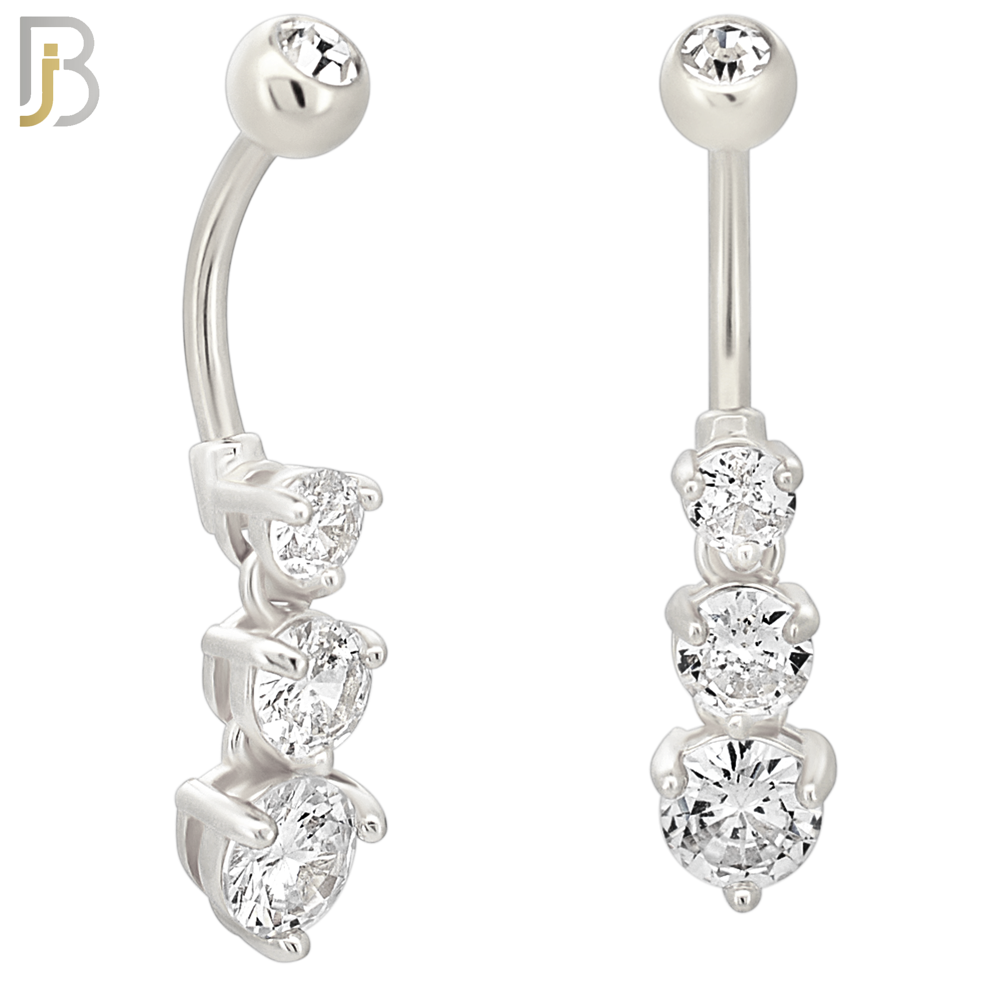 N0118  - 316L Stainless Steel Graduating Three Round Zircon in Prong Set with 5mm Screw Ball image 1