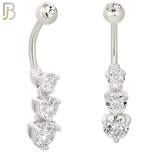 N0118  - 316L Stainless Steel Graduating Three Round Zircon in Prong Set with 5mm Screw Ball image 1