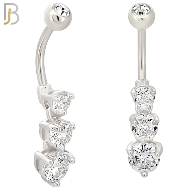 N0118  - 316L Stainless Steel Graduating Three Round Zircon in Prong Set with 5mm Screw Ball image 1