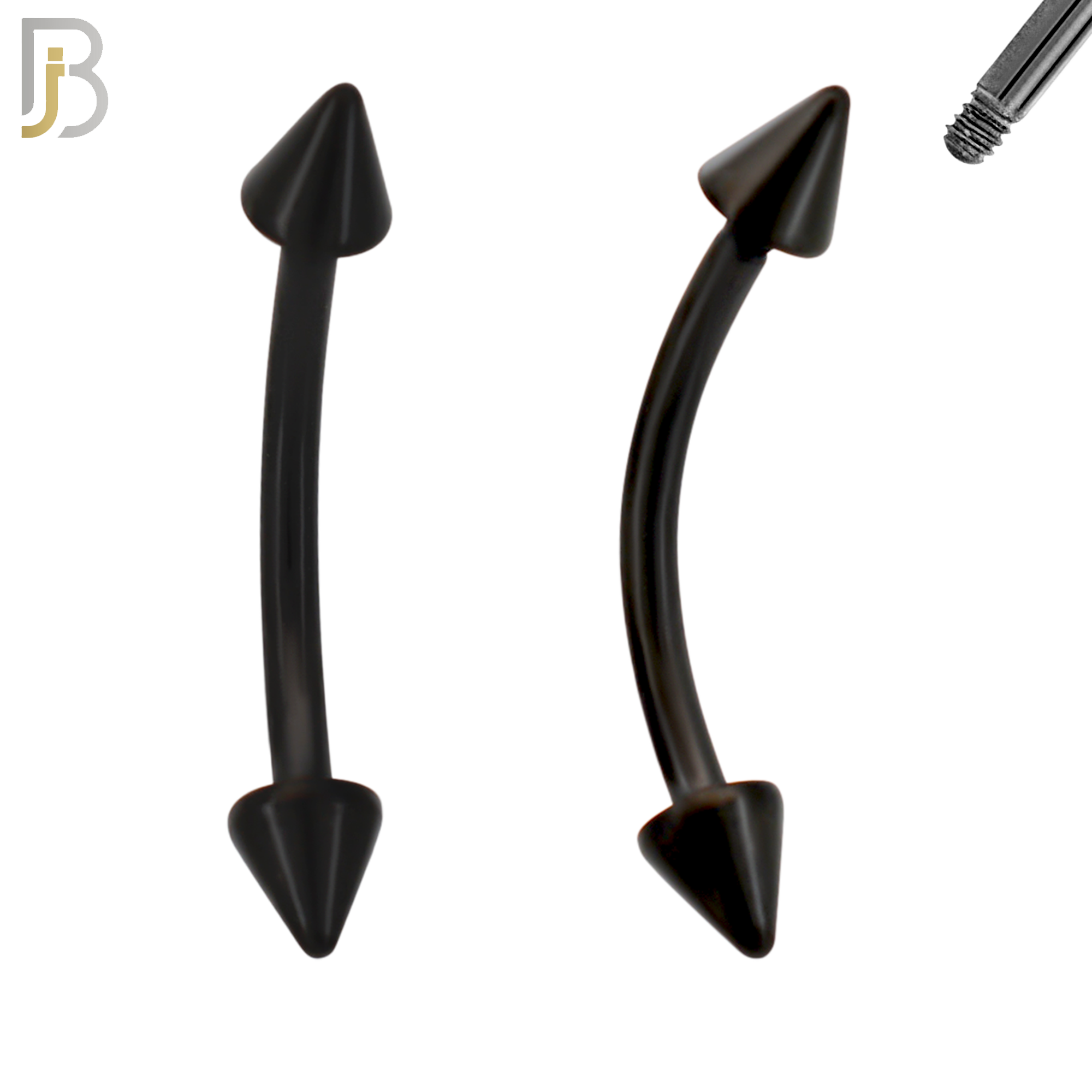 EC02K14 - 14g Thickness 316L Surgical Steel Black Plated Curved Barbell Plain Screw Spike (PACK OF 6) image 0