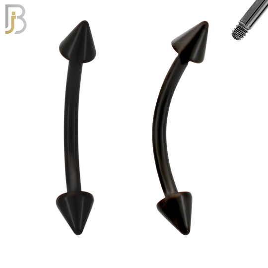 EC02K14 - 14g Thickness 316L Surgical Steel Black Plated Curved Barbell Plain Screw Spike (PACK OF 6) image 0