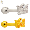 TB111 -  316L Stainless Steel Crown Tragus/Cartilage Barbell (PACK OF 6) image 0