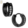 ES132 - Stainless Steel Huggies Hoops Earrings with Round Zircon image 2