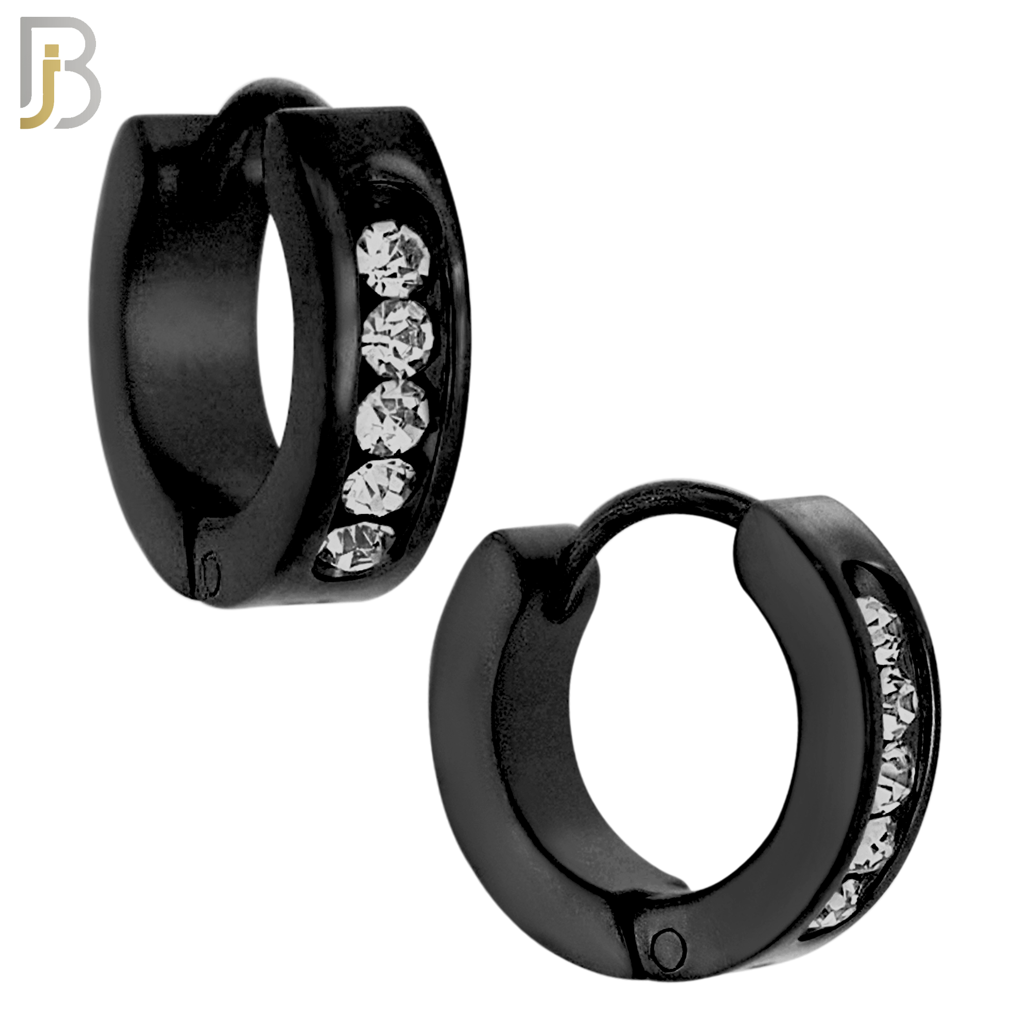 ES132 - Stainless Steel Huggies Hoops Earrings with Round Zircon image 2