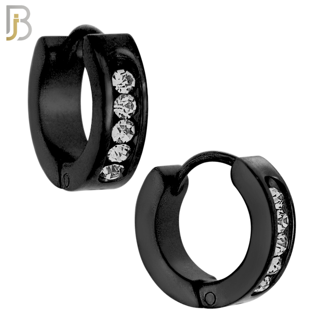 ES132 - Stainless Steel Huggies Hoops Earrings with Round Zircon image 2