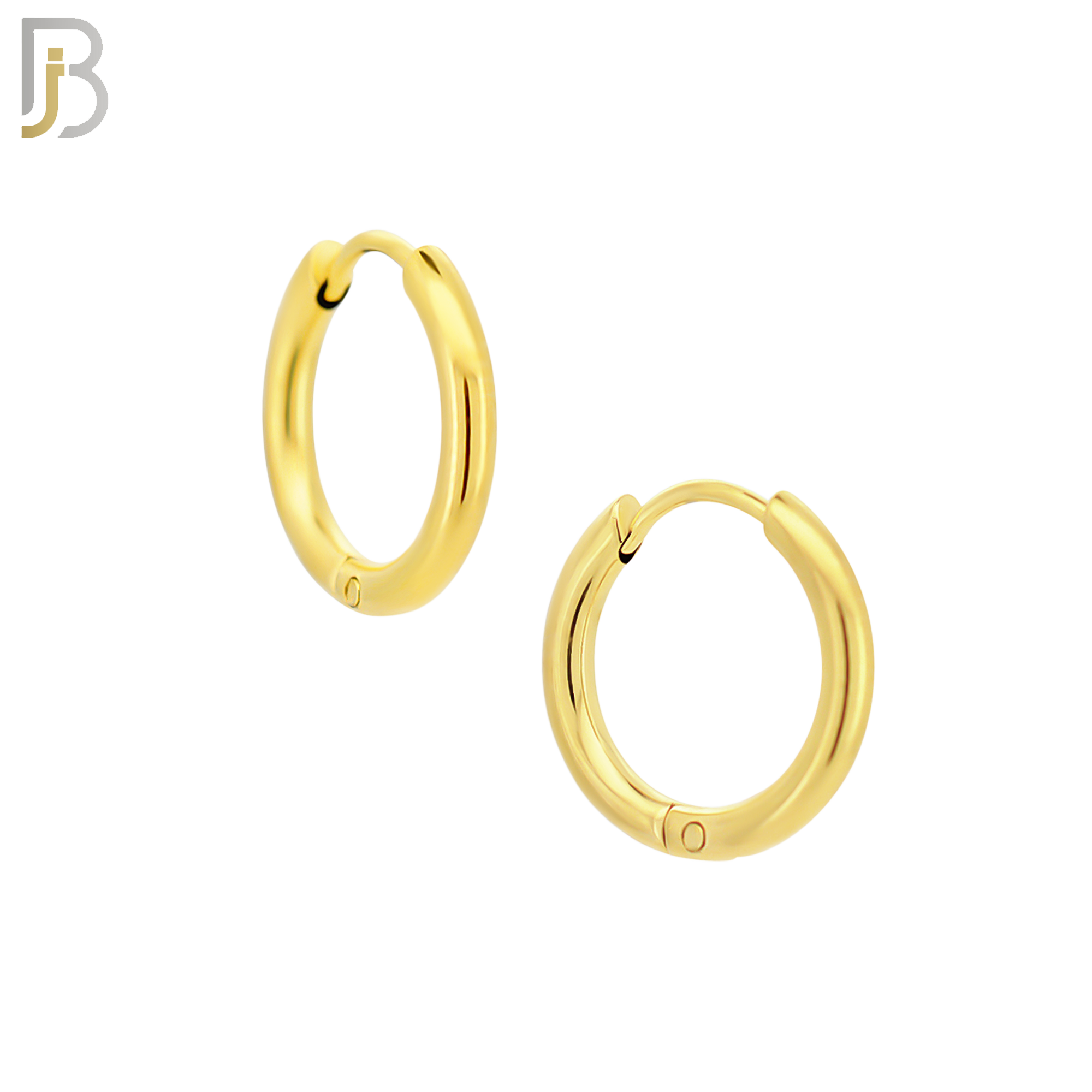 ES95G - 316L Stainless Steel Gold Plated 2mm Thickness Plain Hoops Design Huggies Clip On - 10mm image