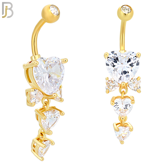 N076 - 316L Stainless Steel Dangling Heart Prong  Design Belly Ring with 5mm Screw Ball image 2