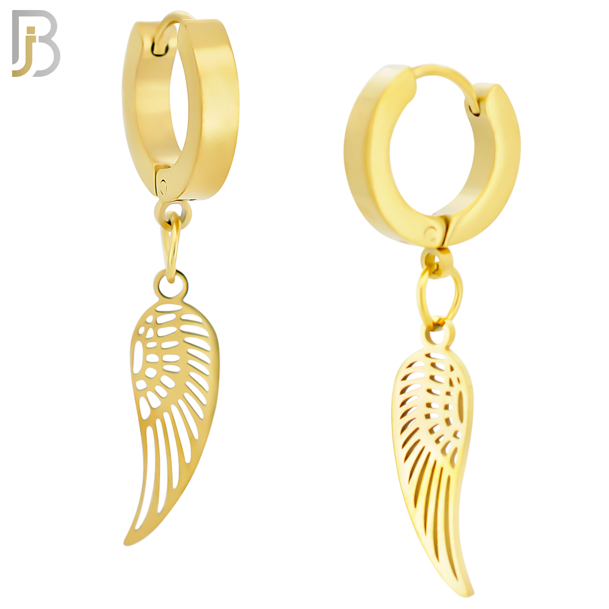ES21 - 316L Stainless Steel Dangling Angel Wings Design Huggies Clip On image 2