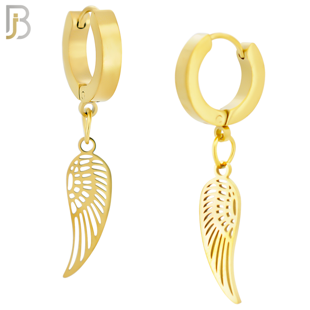 ES21 - 316L Stainless Steel Dangling Angel Wings Design Huggies Clip On image 2