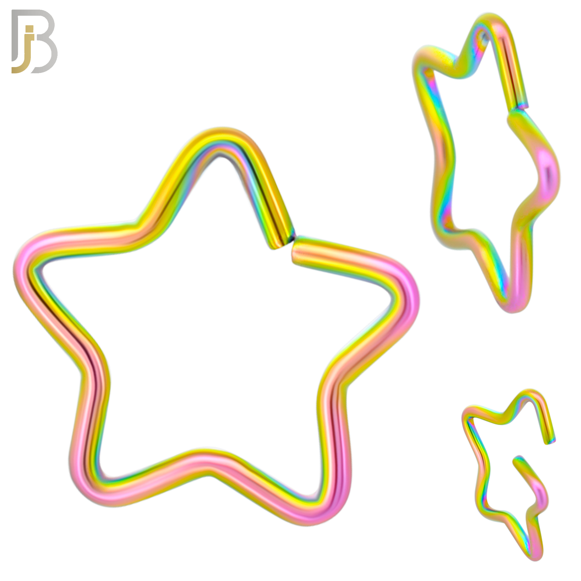 PK-CT22 - 316L Surgical Steel Star Hoops Piercing Pack of 60 image 2