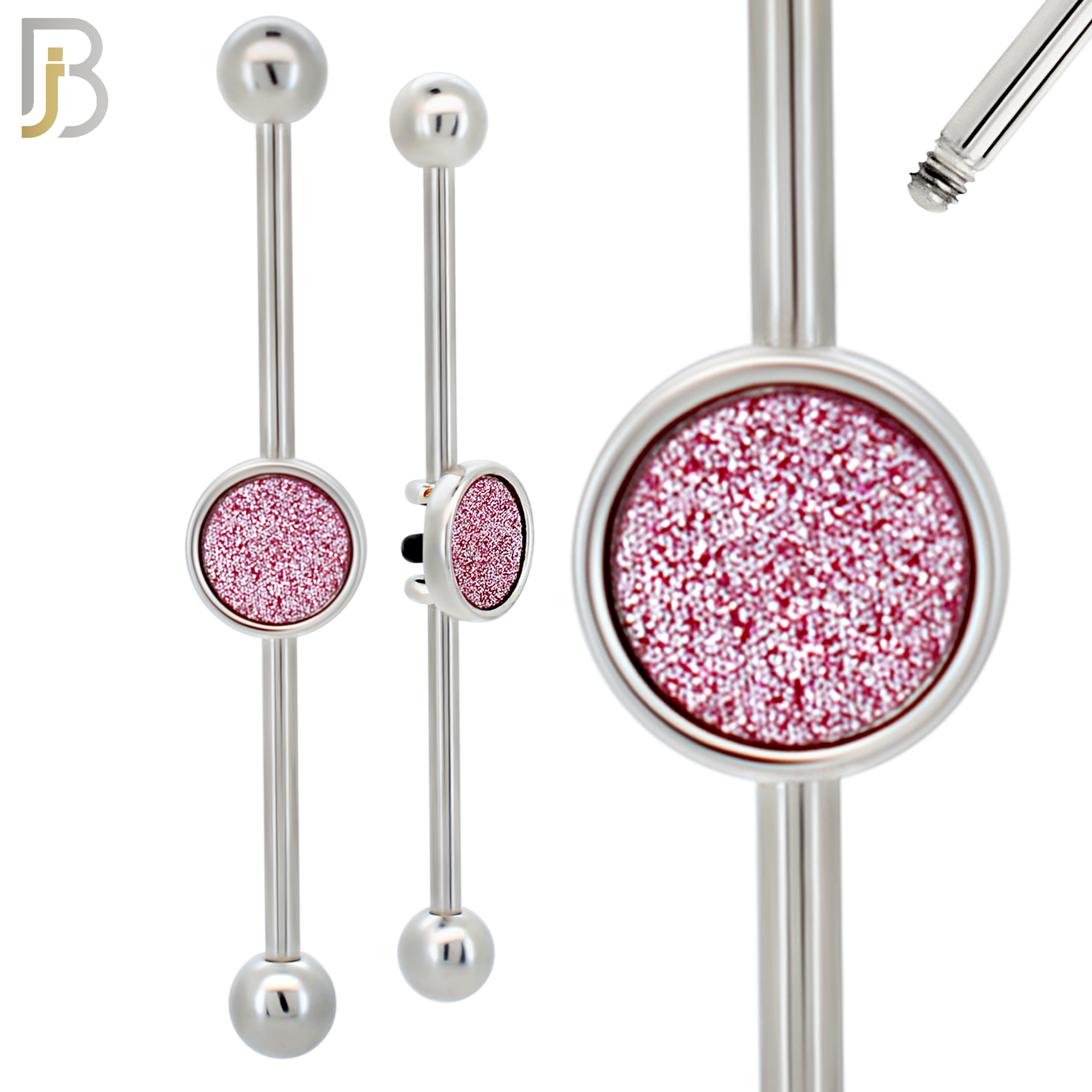 BB76 - 316L Surgical Steel Gold Sandpaper Medallion Industrial Barbell (PACK OF 4) image 3