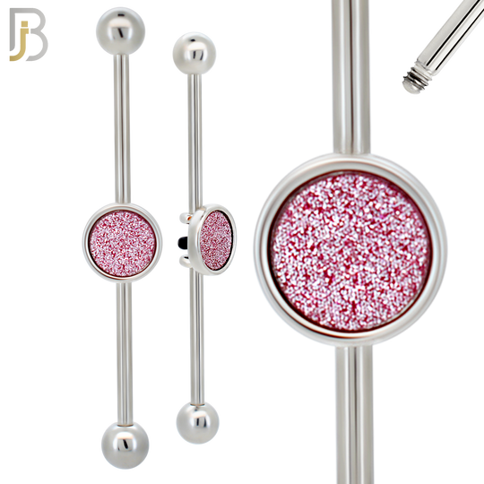 BB76 - 316L Surgical Steel Gold Sandpaper Medallion Industrial Barbell (PACK OF 4) image 3