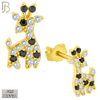 925-ES200 - .925 Sterling Silver Giraffe Design Earring Stud with Zircon image 2