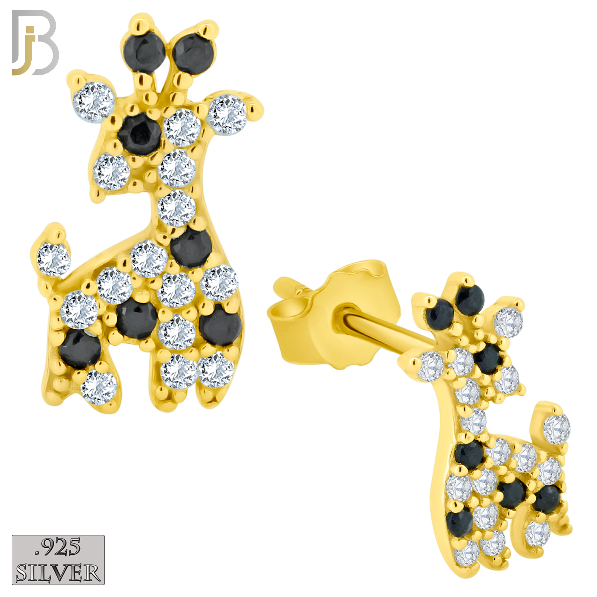 925-ES200 - .925 Sterling Silver Giraffe Design Earring Stud with Zircon image 2