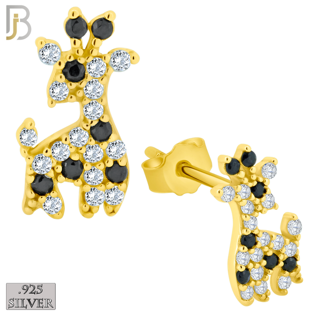 925-ES200 - .925 Sterling Silver Giraffe Design Earring Stud with Zircon image 2